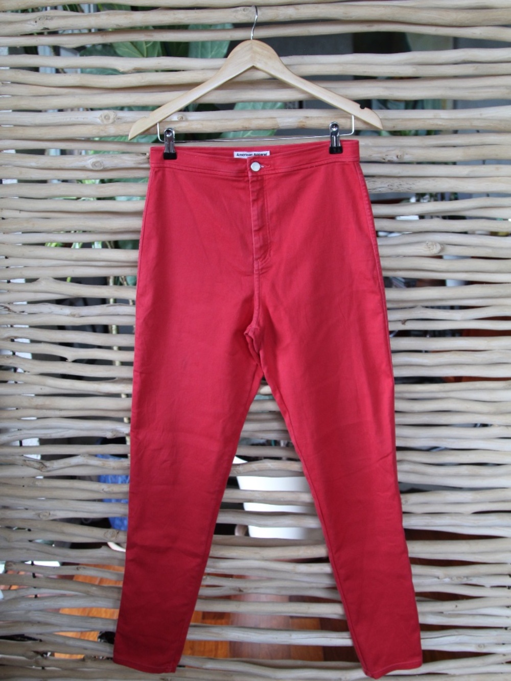 American Apparel Gently Used High-Waisted Skinny Stretch Red Easy Jeans